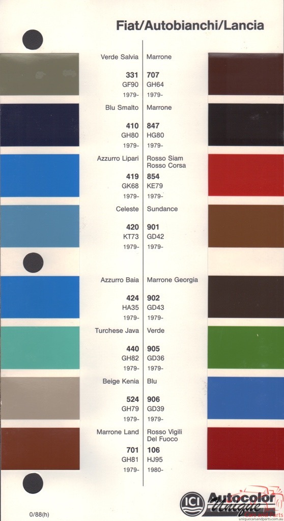 1979-1984 Fiat Paint Charts Autocolor